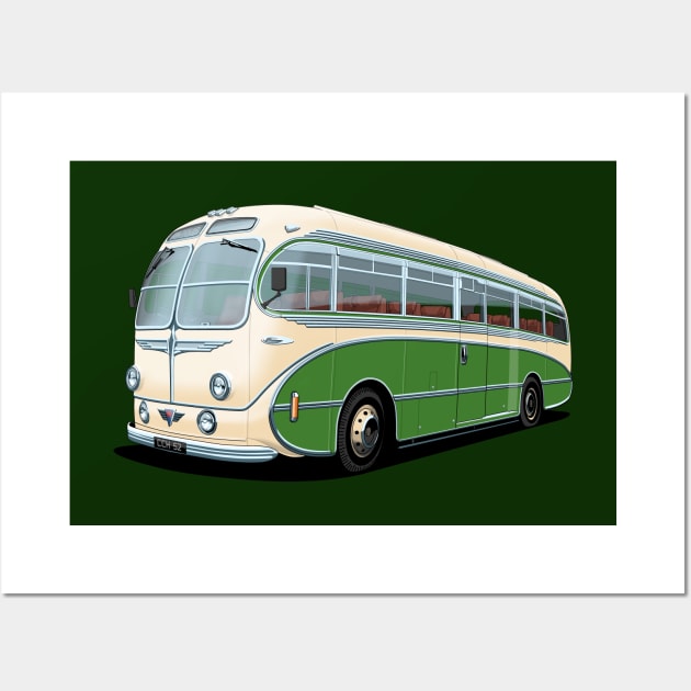 1952 AEC Regal Coach in white and green Wall Art by candcretro